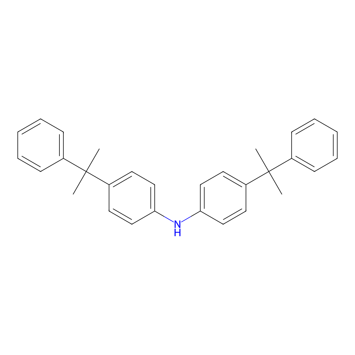 Benzenamine, 4-(1-methyl-1-phenylethyl)-N-[4-(1-methyl-1-phenylethyl)phenyl]- molecular structure, CAS 10081-67-1