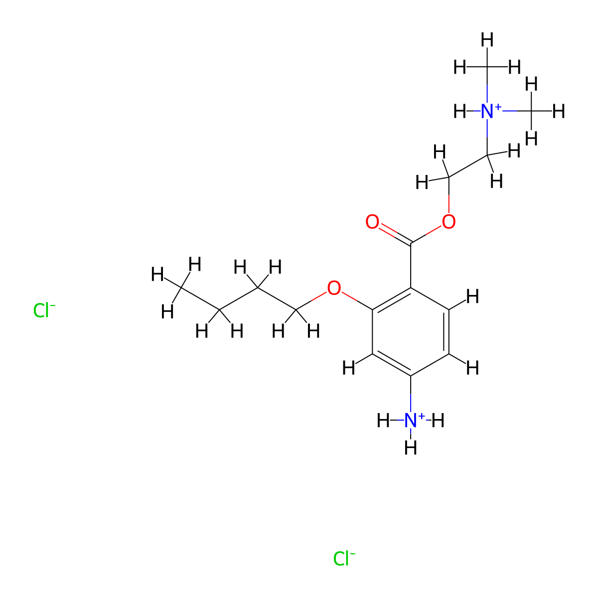 2-(Dimethylamino)ethyl 4-amino-2-butoxybenzoate--hydrogen chloride (1/2) molecular structure, CAS 100811-76-5