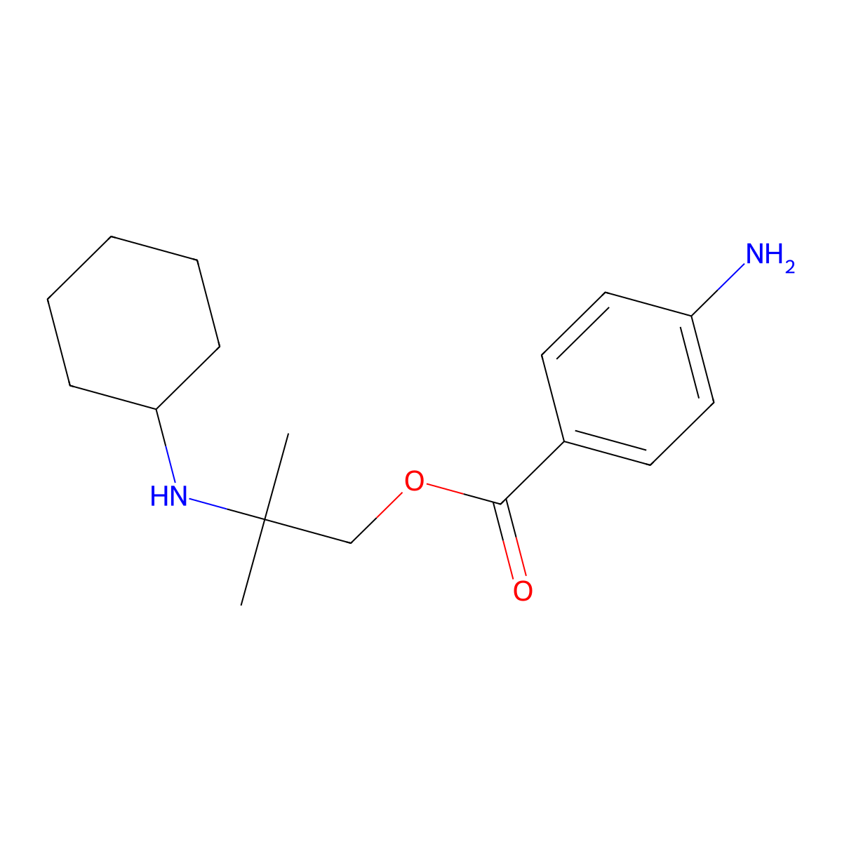 Benzoic acid, p-amino-, (2-cyclohexylamino-2,2-dimethyl)ethyl ester molecular structure, CAS 100811-84-5