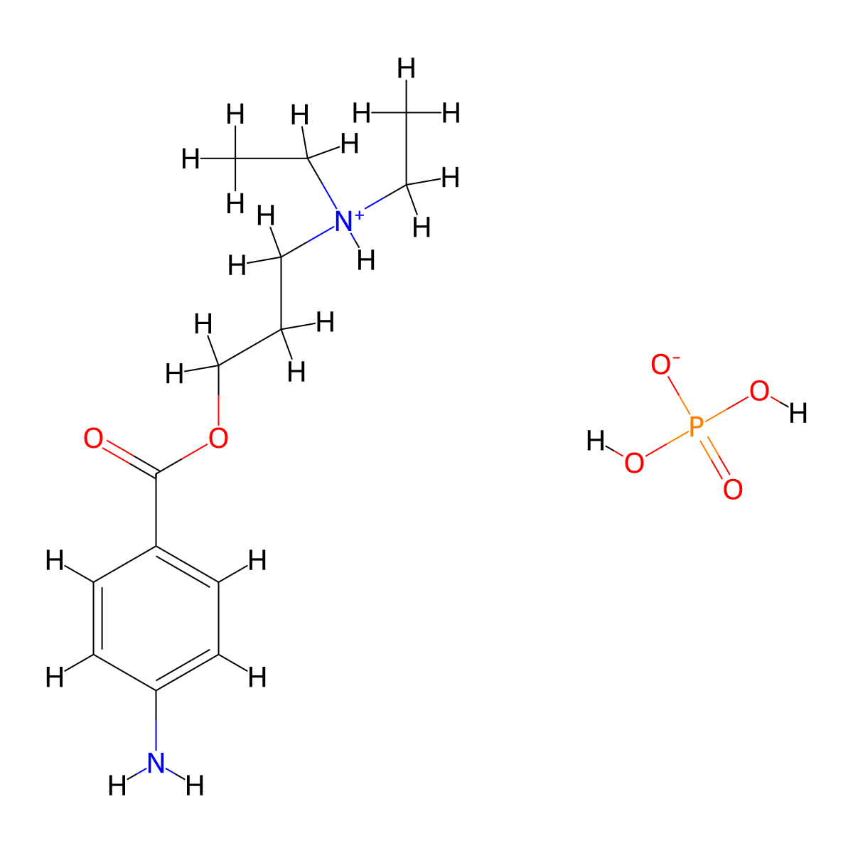 Benzoic acid, p-amino-, 3-(diethylamino)propyl ester, hydrogen phosphate molecular structure, CAS 100811-85-6