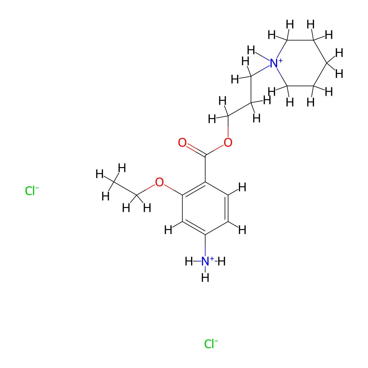 Benzoic acid, 4-amino-2-ethoxy-, 3-piperidinopropyl ester, dihydrochloride molecular structure, CAS 100811-88-9