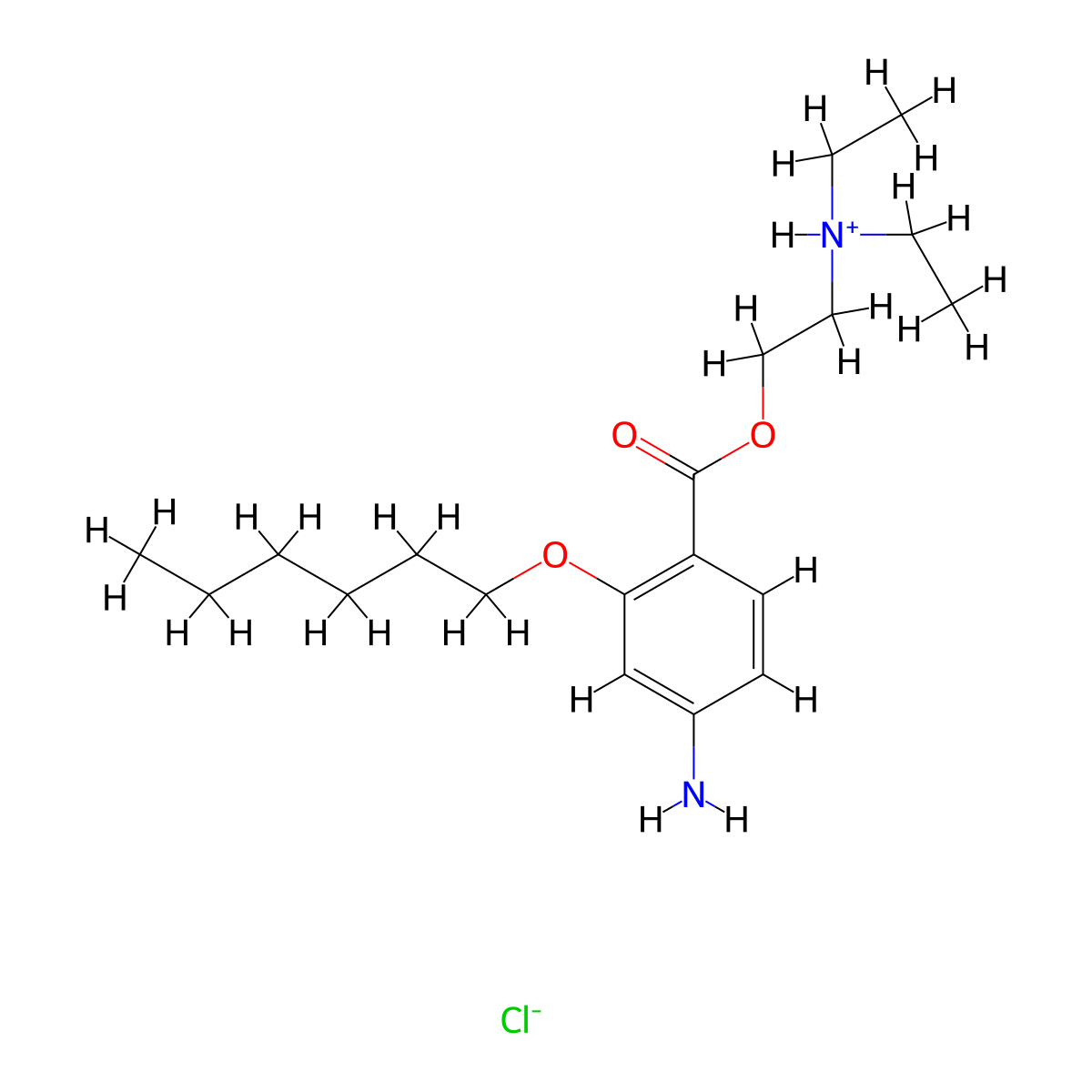 2-(Diethylamino)ethyl 4-amino-2-(hexyloxy)benzoate--hydrogen chloride (1/1) molecular structure, CAS 100811-89-0