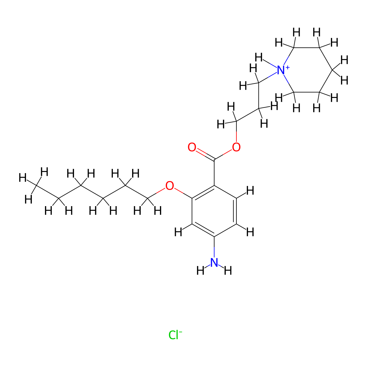Benzoic acid, 4-amino-2-(hexyloxy)-, 3-piperidinopropyl ester, monohydrochloride molecular structure, CAS 100811-90-3
