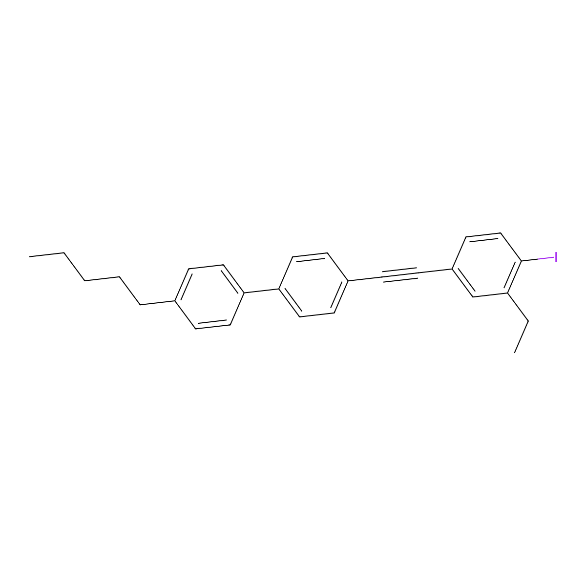 4-((3-Ethyl-4-iodophenyl)ethynyl)-4'-pentyl-1,1'-biphenyl molecular structure, CAS 1008112-51-3
