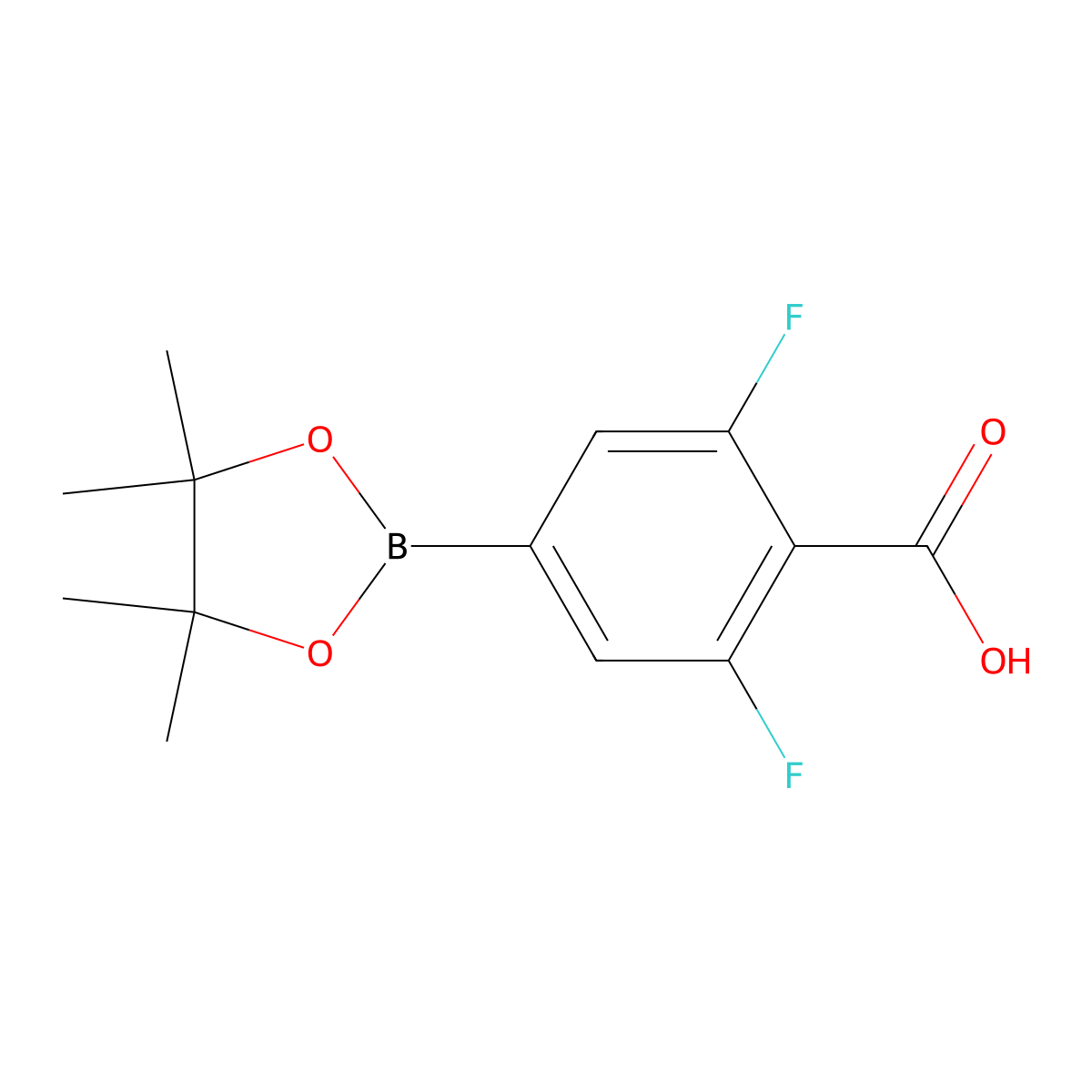 2,6-Difluoro-4-(4,4,5,5-tetramethyl-1,3,2-dioxaborolan-2-yl)benzoic acid molecular structure, CAS 1008119-07-0