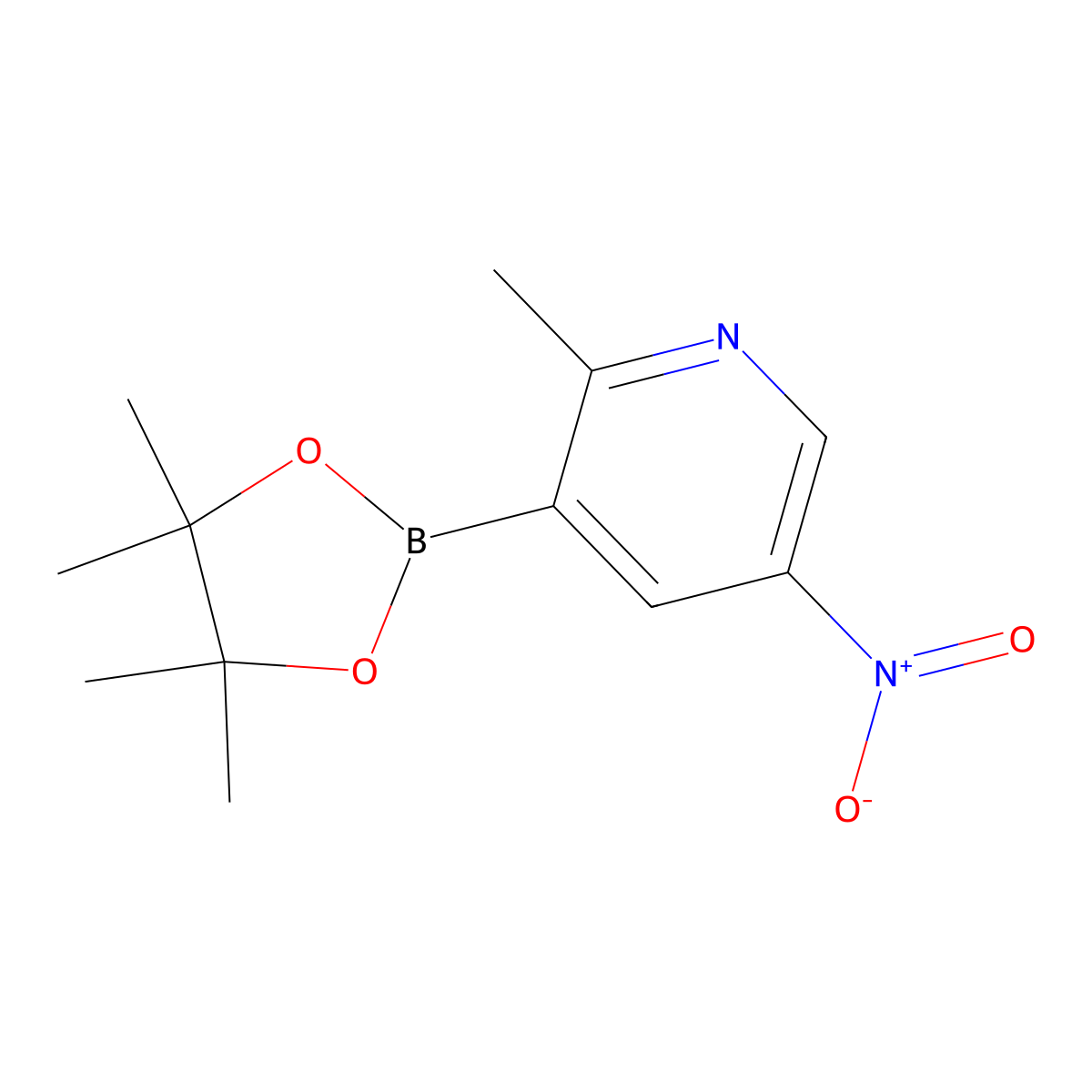2-Methyl-5-nitro-3-(tetramethyl-1,3,2-dioxaborolan-2-yl)pyridine molecular structure, CAS 1008138-66-6