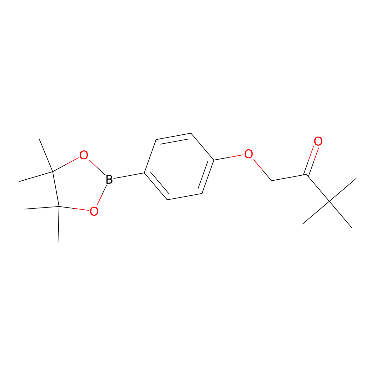 2-Butanone, 3,3-dimethyl-1-[4-(4,4,5,5-tetramethyl-1,3,2-dioxaborolan-2-yl)phenoxy]- molecular structure, CAS 1008139-19-2