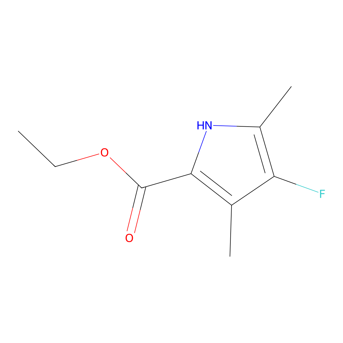 4-Fluoro-3,5-dimethyl-1H-pyrrole-2-carboxylic acid ethyl ester molecular structure, CAS 100818-58-4