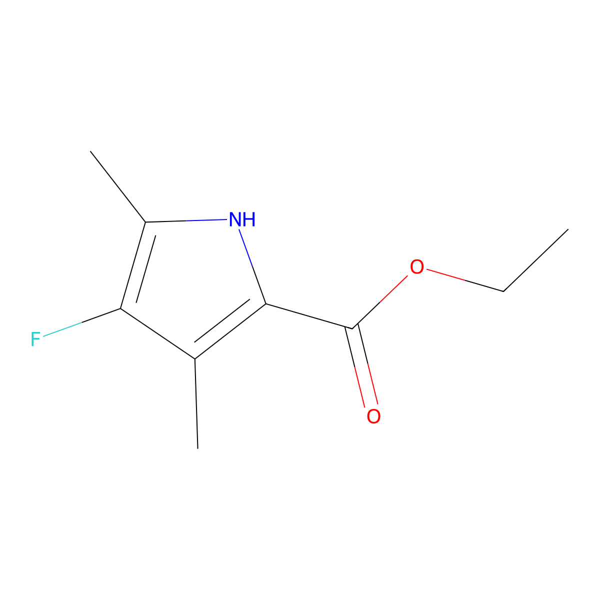 4-Fluoro-3,5-dimethyl-1H-pyrrole-2-carboxylic acid ethyl ester molecular structure, CAS 100818-58-4