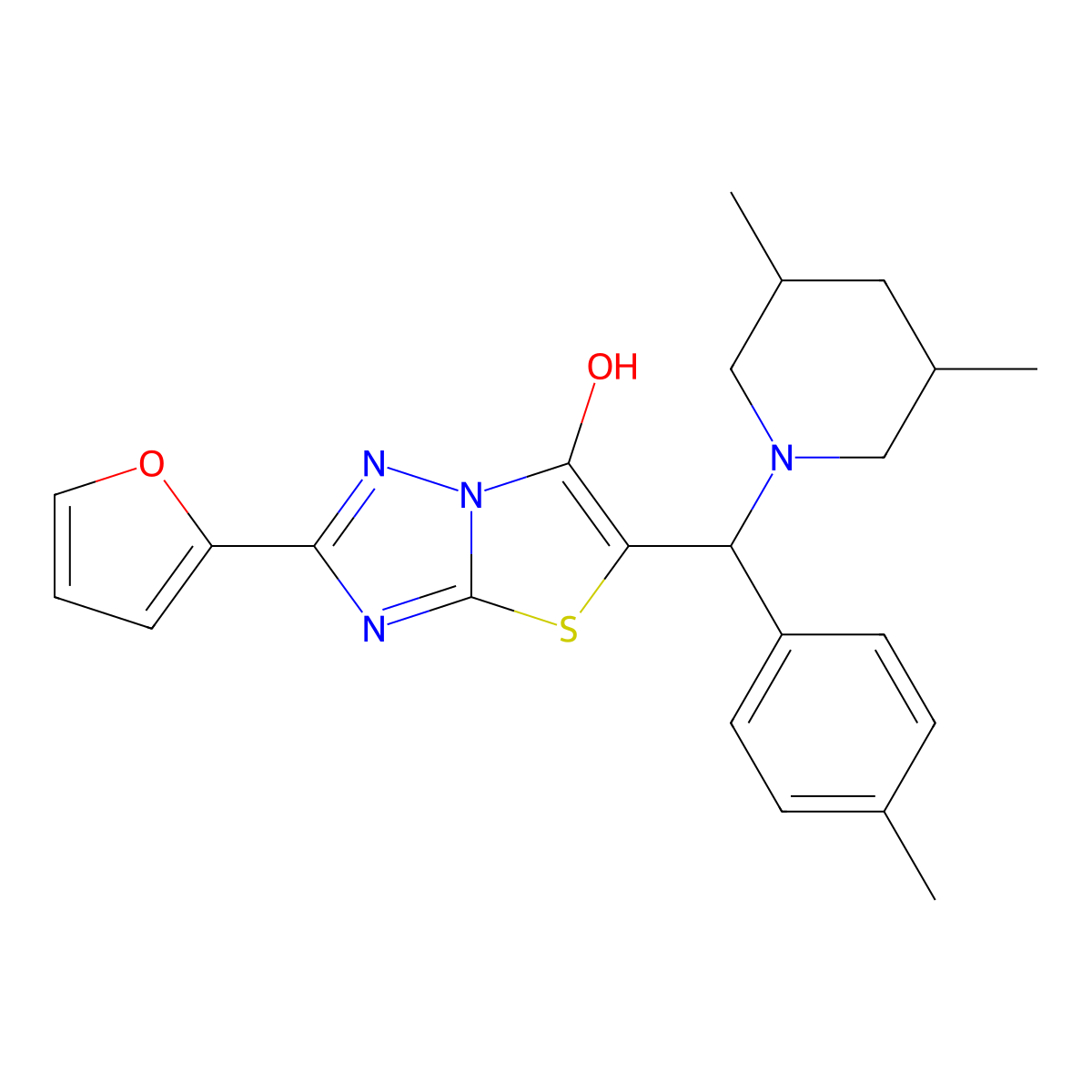 5-((3,5-Dimethylpiperidin-1-yl)(p-tolyl)methyl)-2-(furan-2-yl)thiazolo[3,2-b][1,2,4]triazol-6-ol molecular structure, CAS 1008184-33-5