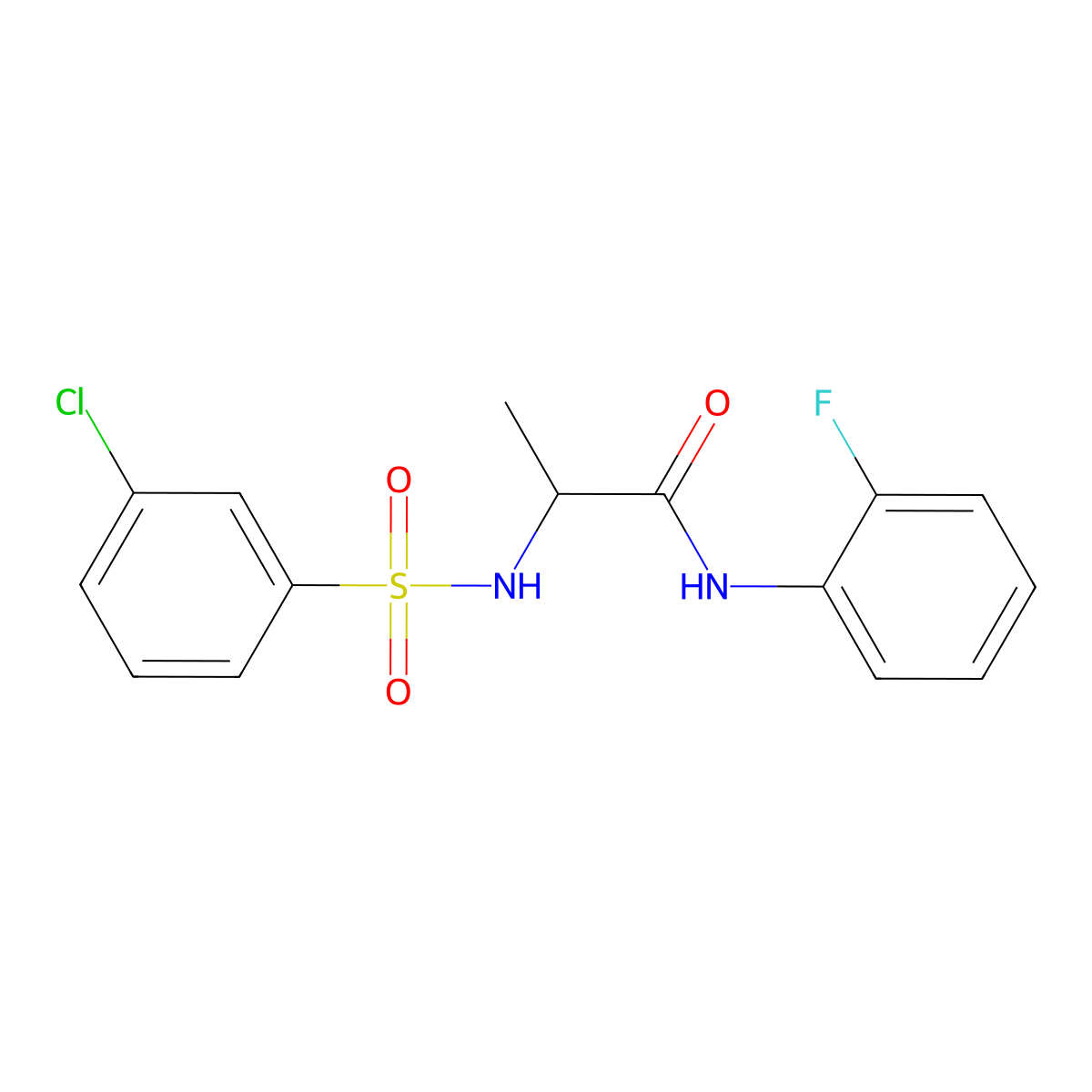 2-(3-chlorobenzenesulfonamido)-N-(2-fluorophenyl)propanamide molecular structure, CAS 1008185-92-9
