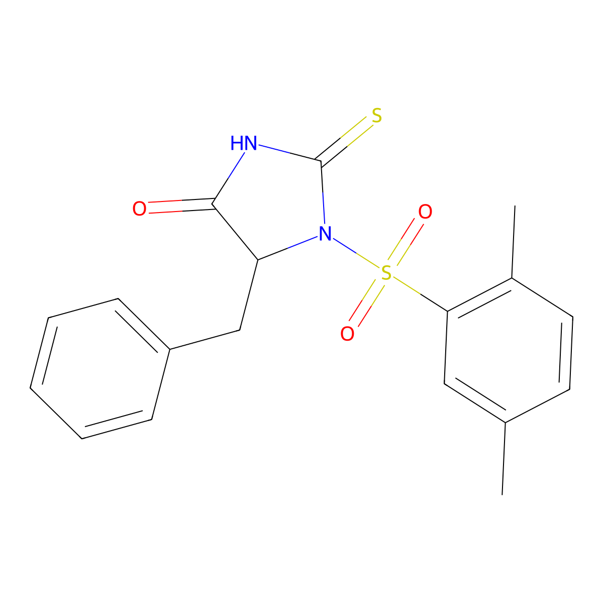 5-Benzyl-1-((2,5-dimethylphenyl)sulfonyl)-2-thioxoimidazolidin-4-one molecular structure, CAS 1008185-93-0