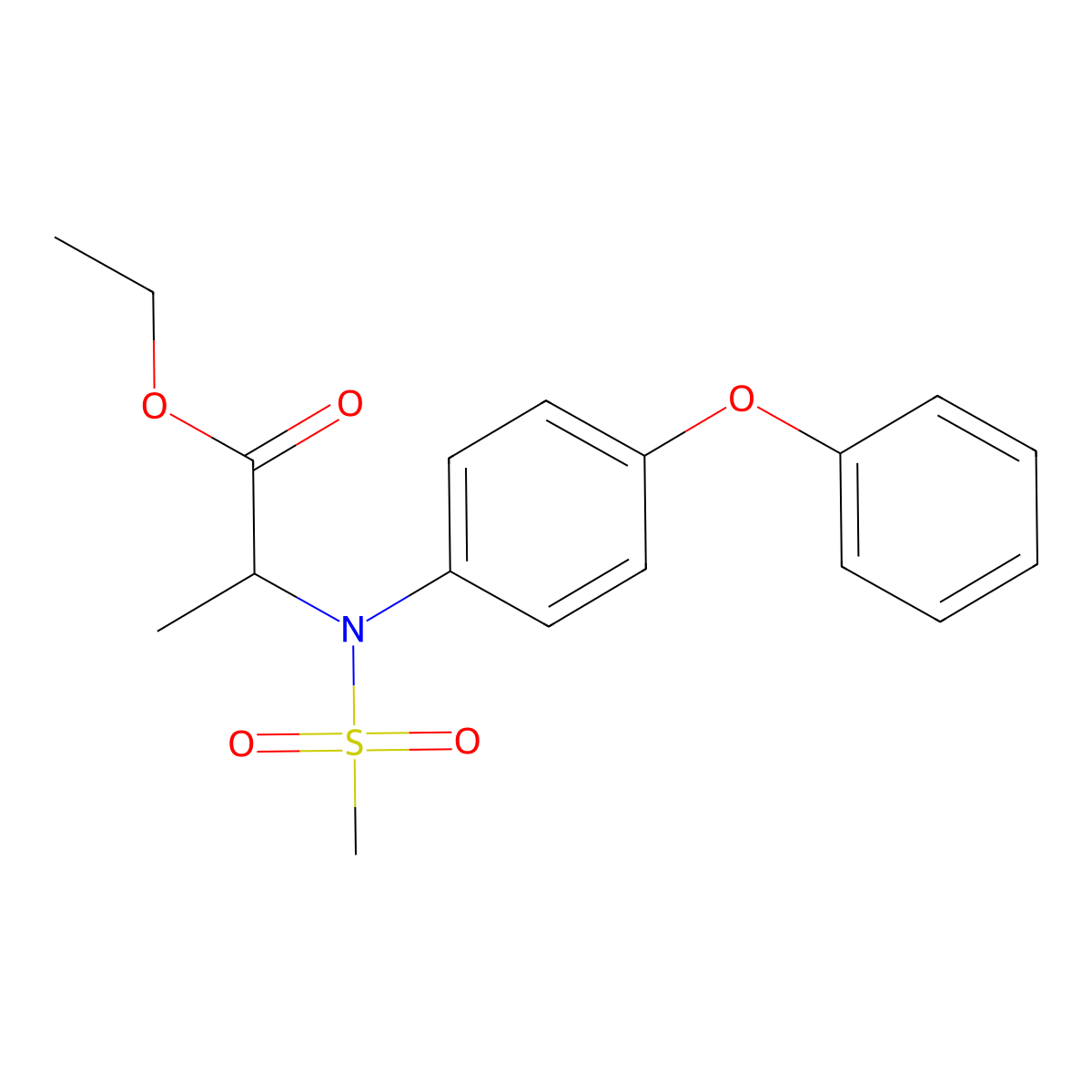 ethyl N-(methylsulfonyl)-N-(4-phenoxyphenyl)alaninate molecular structure, CAS 1008186-00-2