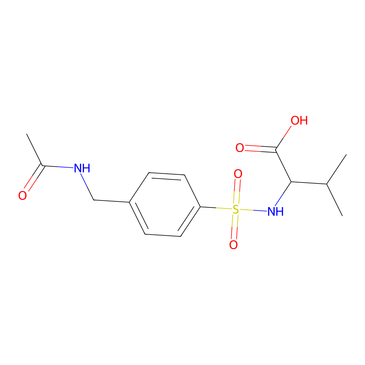 2-[4-(Acetamidomethyl)benzenesulfonamido]-3-methylbutanoic acid molecular structure, CAS 1008187-54-9