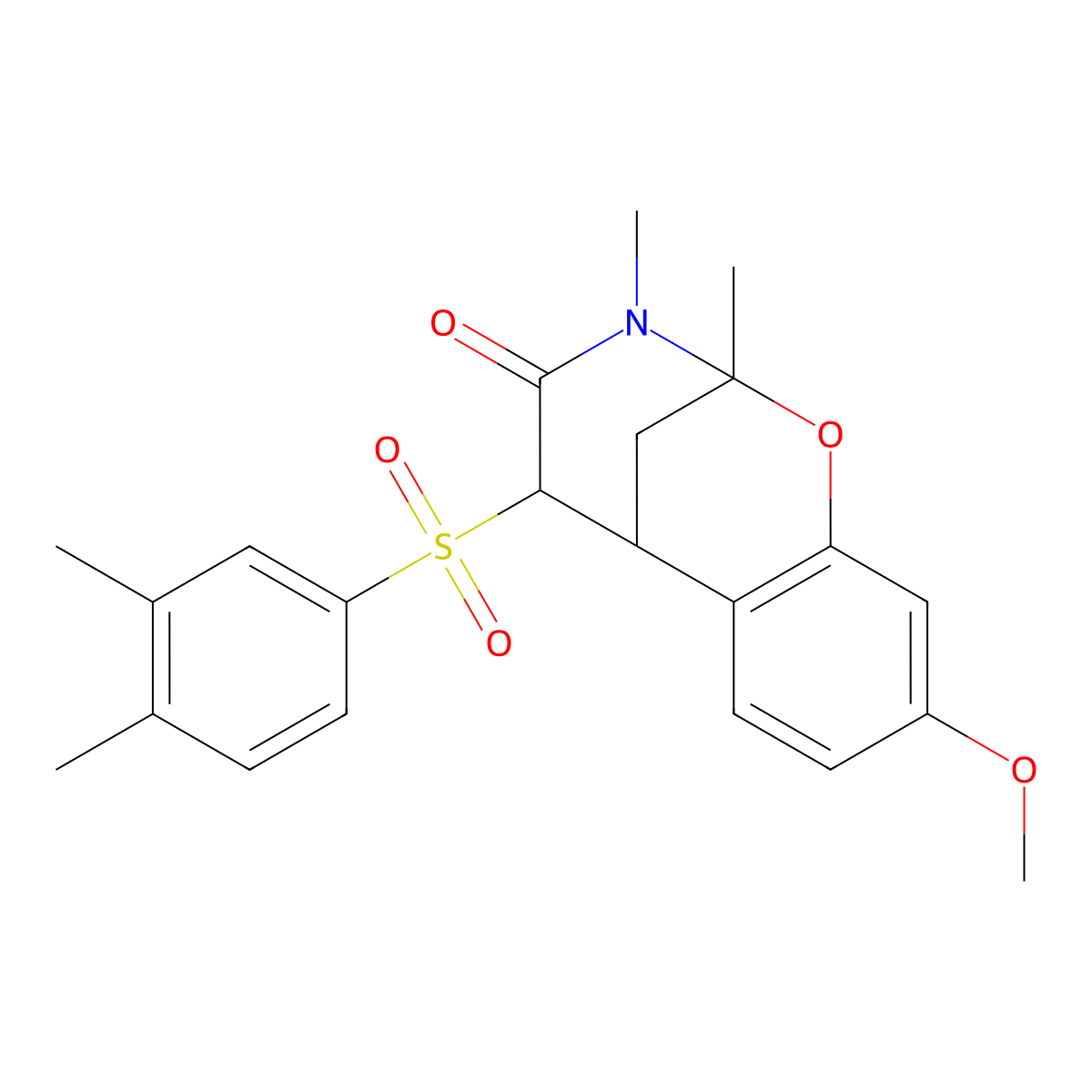 12-(3,4-Dimethylbenzenesulfonyl)-5-methoxy-9,10-dimethyl-8-oxa-10-azatricyclo[7.3.1.0^{2,7}]trideca-2,4,6-trien-11-one molecular structure, CAS 1008188-93-9