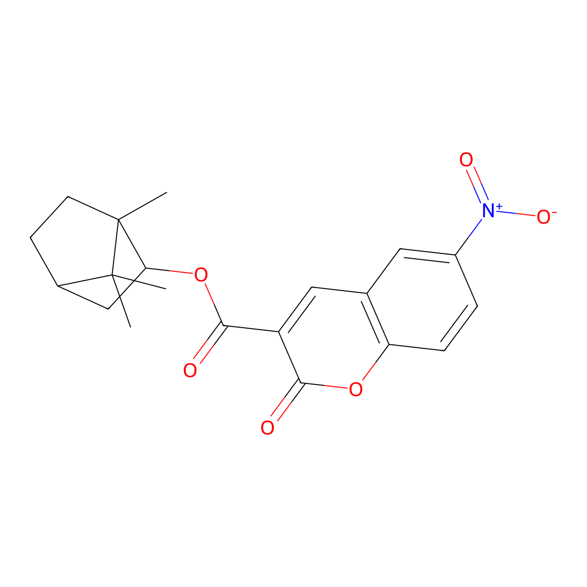 (1S,2S,4S)-1,7,7-trimethylbicyclo[2.2.1]heptan-2-yl 6-nitro-2-oxo-2H-chromene-3-carboxylate molecular structure, CAS 1008192-78-6