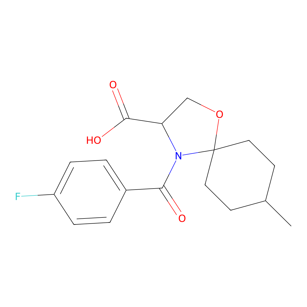 4-(4-Fluorobenzoyl)-8-methyl-1-oxa-4-azaspiro[4.5]decane-3-carboxylic acid molecular structure, CAS 1008195-28-5