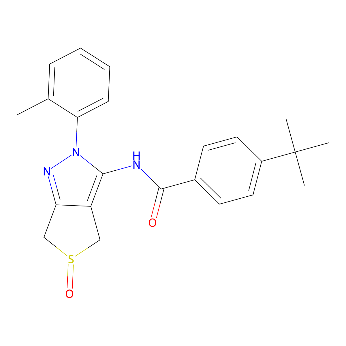 4-(tert-butyl)-N-(5-oxido-2-(o-tolyl)-4,6-dihydro-2H-thieno[3,4-c]pyrazol-3-yl)benzamide molecular structure, CAS 1008200-36-9