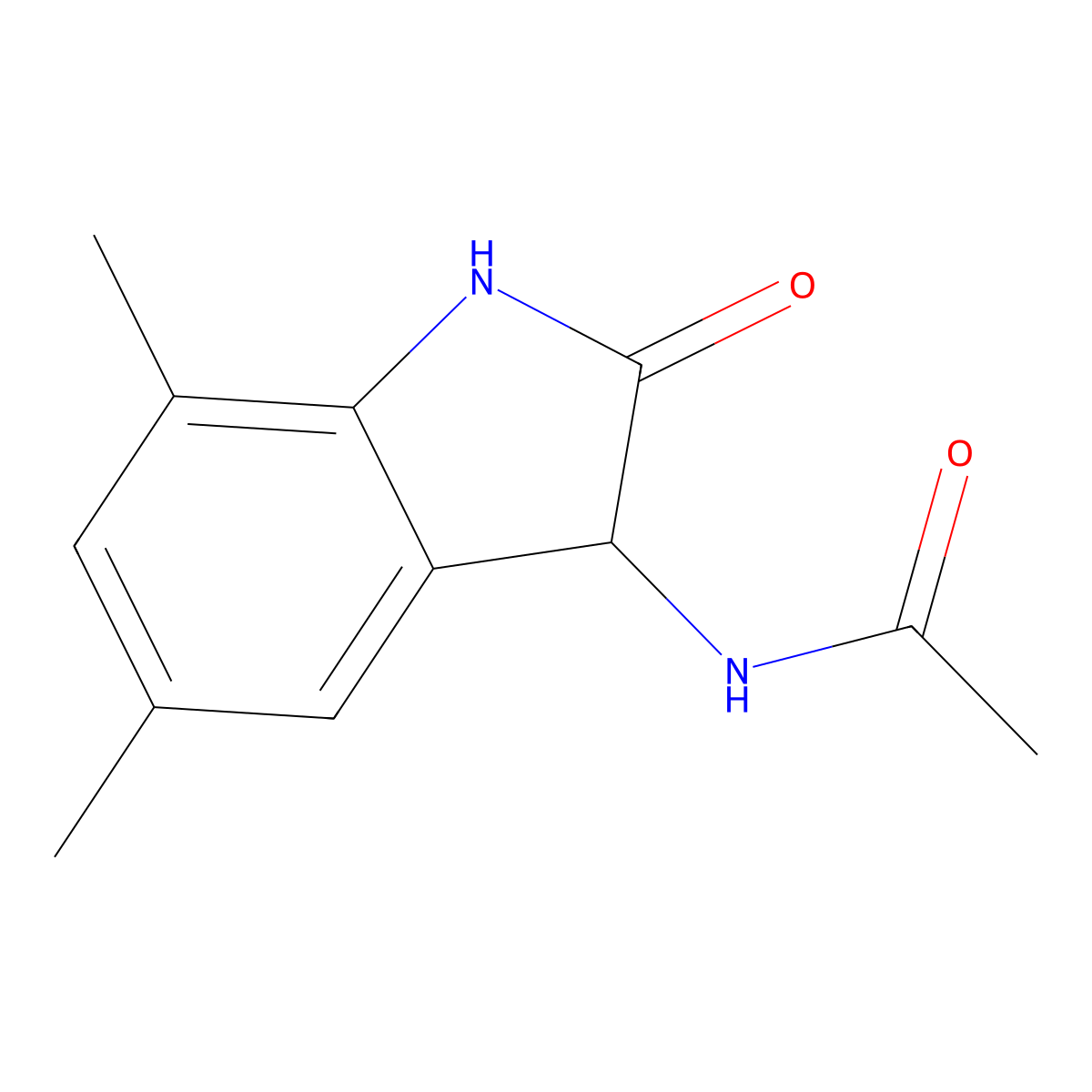 N-(5,7-dimethyl-2-oxo-2,3-dihydro-1H-indol-3-yl)acetamide molecular structure, CAS 1008201-67-9