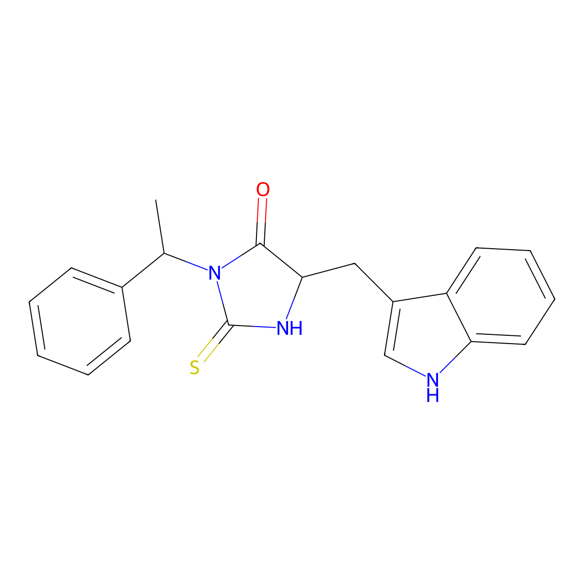5-(1H-indol-3-ylmethyl)-3-(1-phenylethyl)-2-sulfanylideneimidazolidin-4-one molecular structure, CAS 1008201-70-4