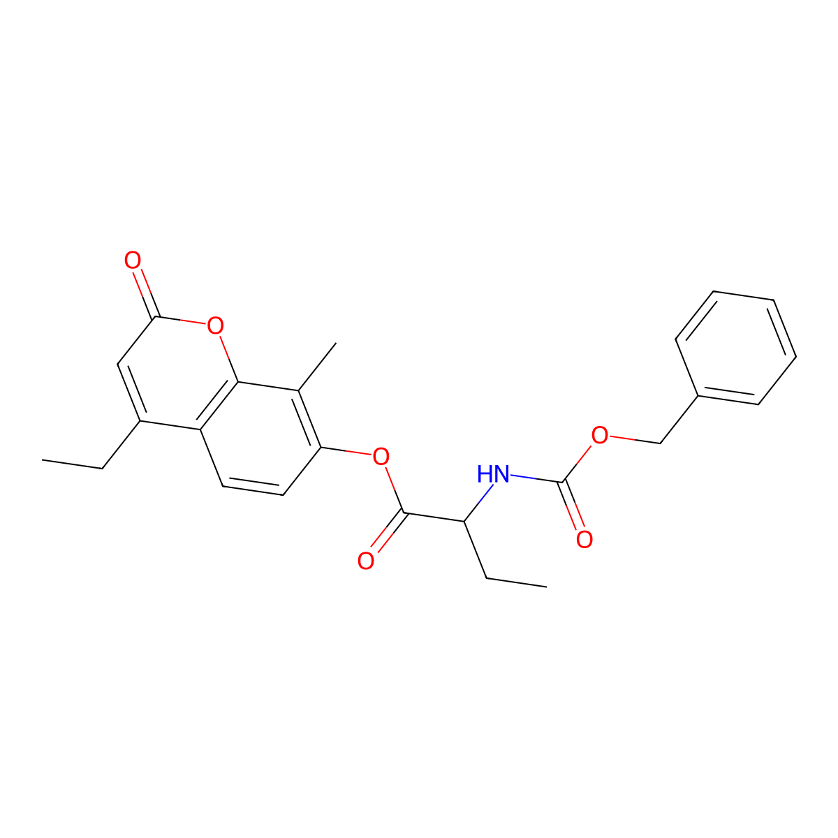 4-ethyl-8-methyl-2-oxo-2H-chromen-7-yl 2-{[(benzyloxy)carbonyl]amino}butanoate molecular structure, CAS 1008202-52-5