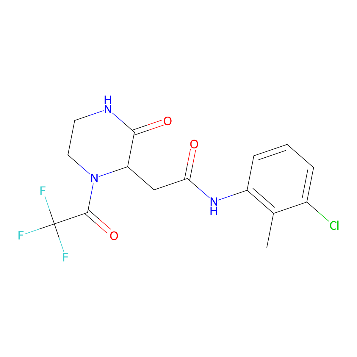 N-(3-chloro-2-methylphenyl)-2-[3-oxo-1-(trifluoroacetyl)piperazin-2-yl]acetamide molecular structure, CAS 1008202-58-1