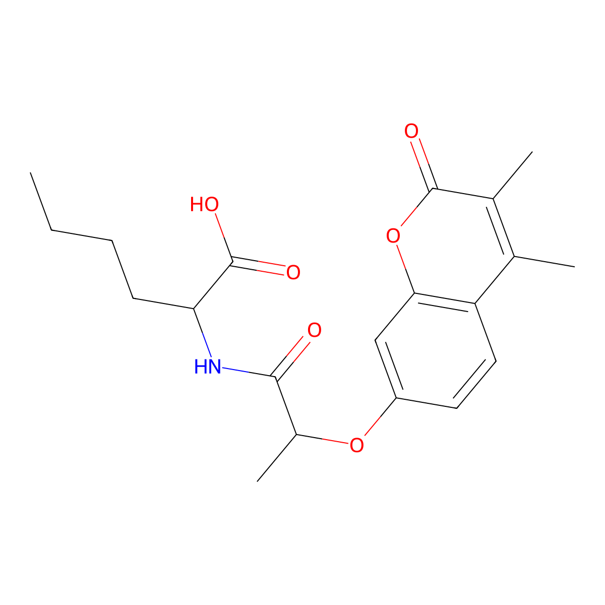 N-{2-[(3,4-dimethyl-2-oxo-2H-chromen-7-yl)oxy]propanoyl}norleucine molecular structure, CAS 1008202-66-1
