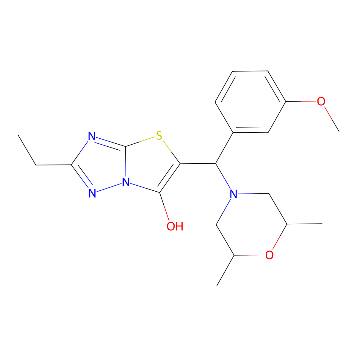 5-((2,6-Dimethylmorpholino)(3-methoxyphenyl)methyl)-2-ethylthiazolo[3,2-b][1,2,4]triazol-6-ol molecular structure, CAS 1008203-49-3