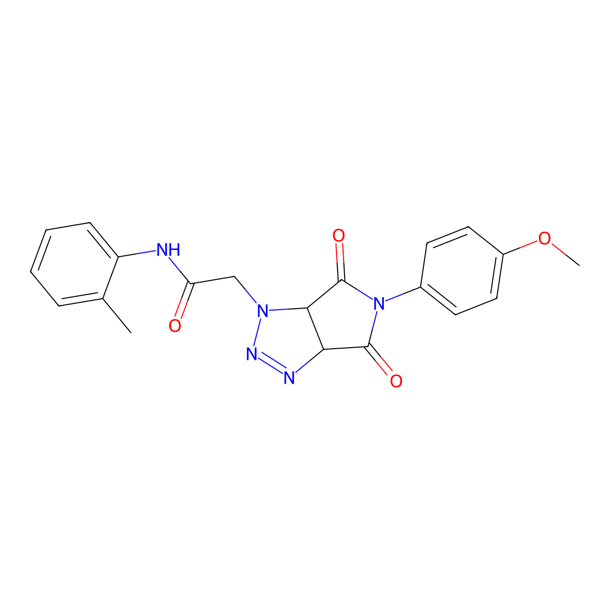 2-(5-(4-methoxyphenyl)-4,6-dioxo-4,5,6,6a-tetrahydropyrrolo[3,4-d][1,2,3]triazol-1(3aH)-yl)-N-(o-tolyl)acetamide molecular structure, CAS 1008205-39-7