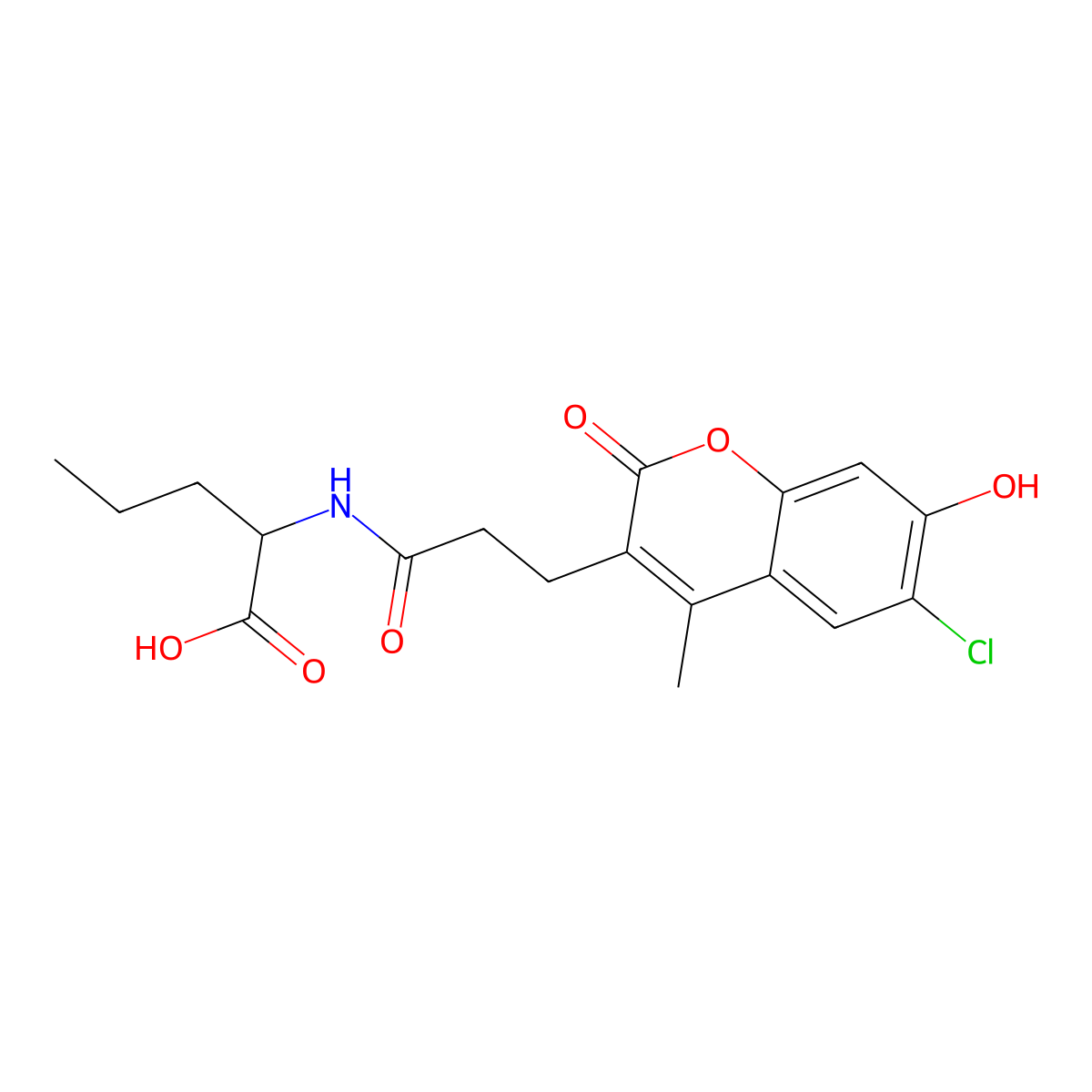N-[3-(6-chloro-7-hydroxy-4-methyl-2-oxo-2H-chromen-3-yl)propanoyl]norvaline molecular structure, CAS 1008207-44-0