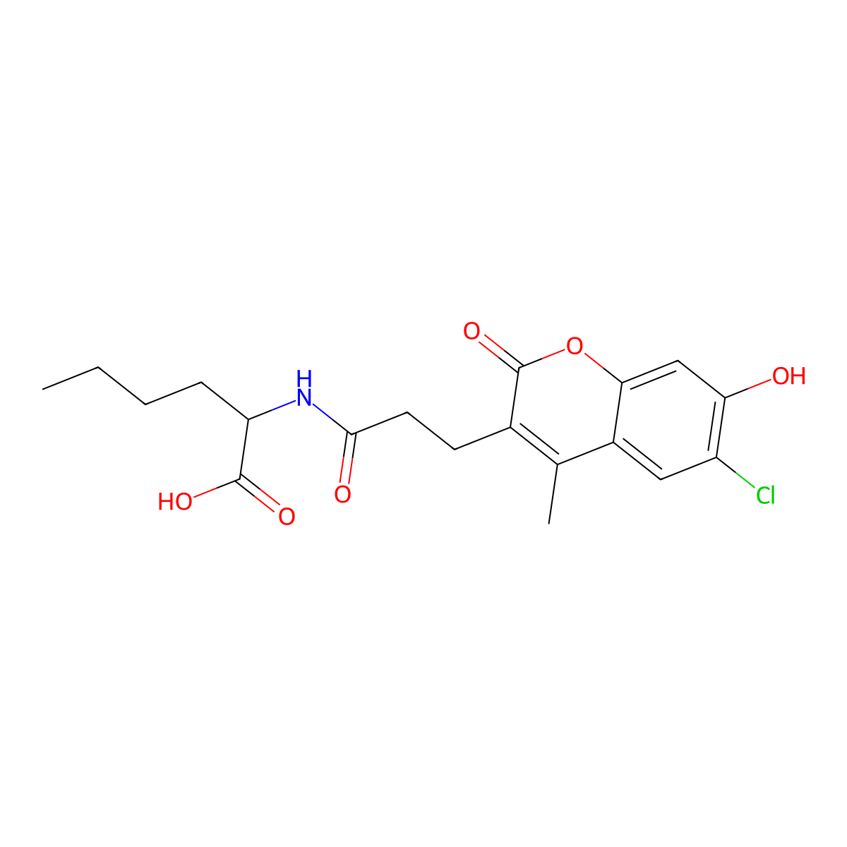 N-[3-(6-chloro-7-hydroxy-4-methyl-2-oxo-2H-chromen-3-yl)propanoyl]norleucine molecular structure, CAS 1008207-51-9