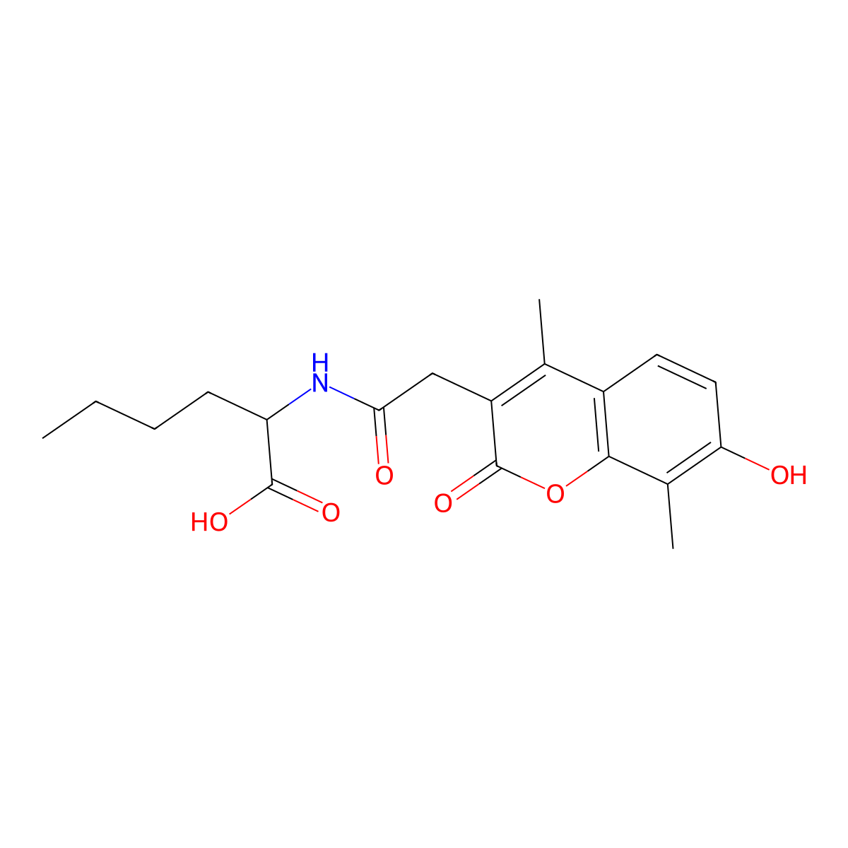 N-[(7-hydroxy-4,8-dimethyl-2-oxo-2H-chromen-3-yl)acetyl]norleucine molecular structure, CAS 1008207-53-1