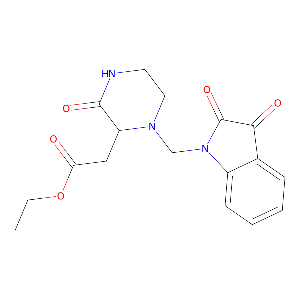 ethyl {1-[(2,3-dioxo-2,3-dihydro-1H-indol-1-yl)methyl]-3-oxopiperazin-2-yl}acetate molecular structure, CAS 1008207-86-0
