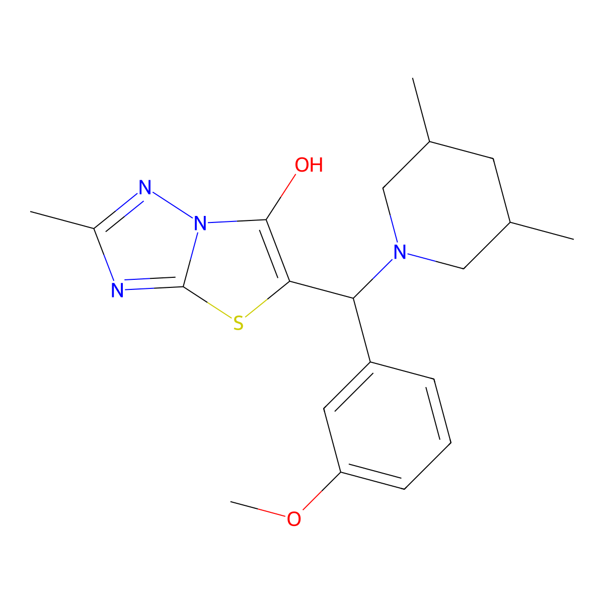 5-((3,5-Dimethylpiperidin-1-yl)(3-methoxyphenyl)methyl)-2-methylthiazolo[3,2-b][1,2,4]triazol-6-ol molecular structure, CAS 1008208-90-9
