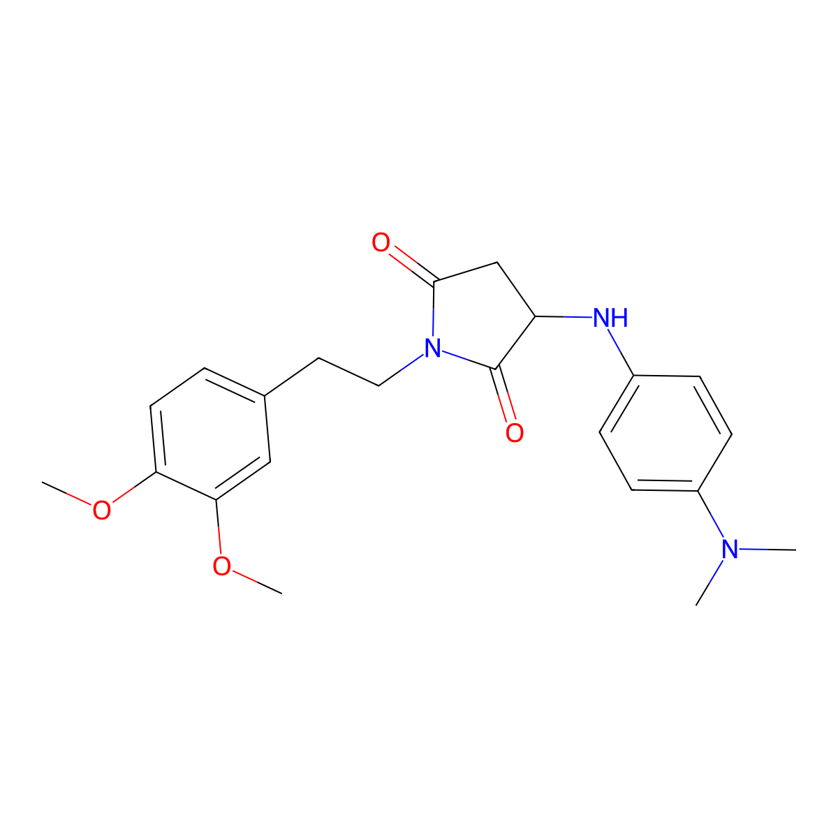 1-(3,4-Dimethoxyphenethyl)-3-((4-(dimethylamino)phenyl)amino)pyrrolidine-2,5-dione molecular structure, CAS 1008211-38-8