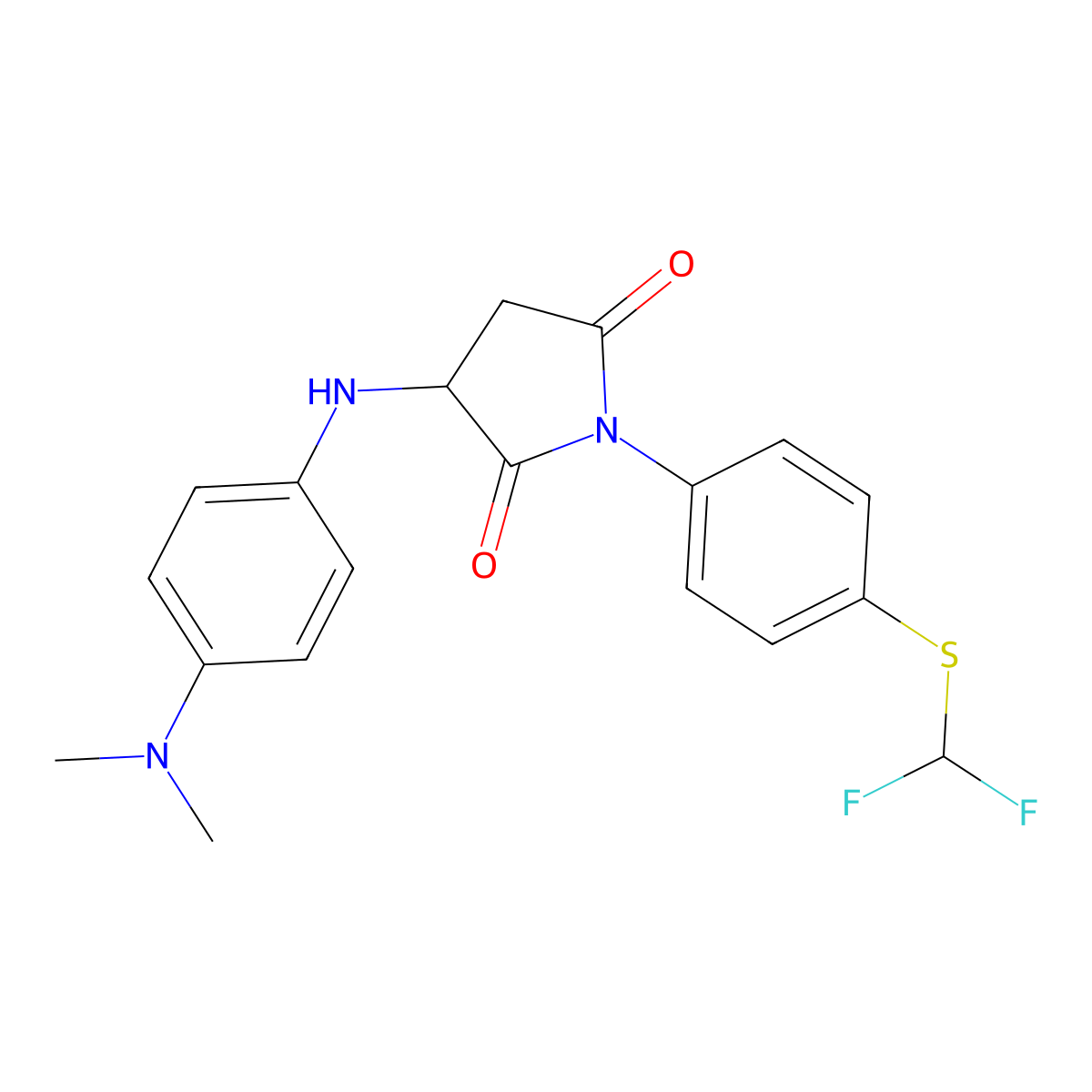 1-(4-((Difluoromethyl)thio)phenyl)-3-((4-(dimethylamino)phenyl)amino)pyrrolidine-2,5-dione molecular structure, CAS 1008211-79-7