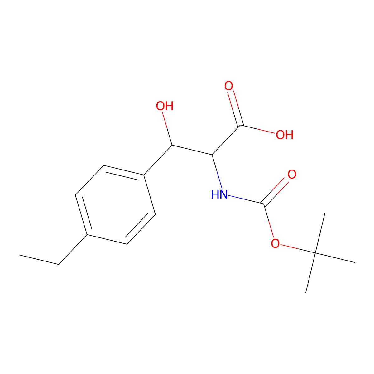2-tert-Butoxycarbonylamino-3-(4-ethyl-phenyl)-3-hydroxy-propionic acid molecular structure, CAS 1008211-89-9