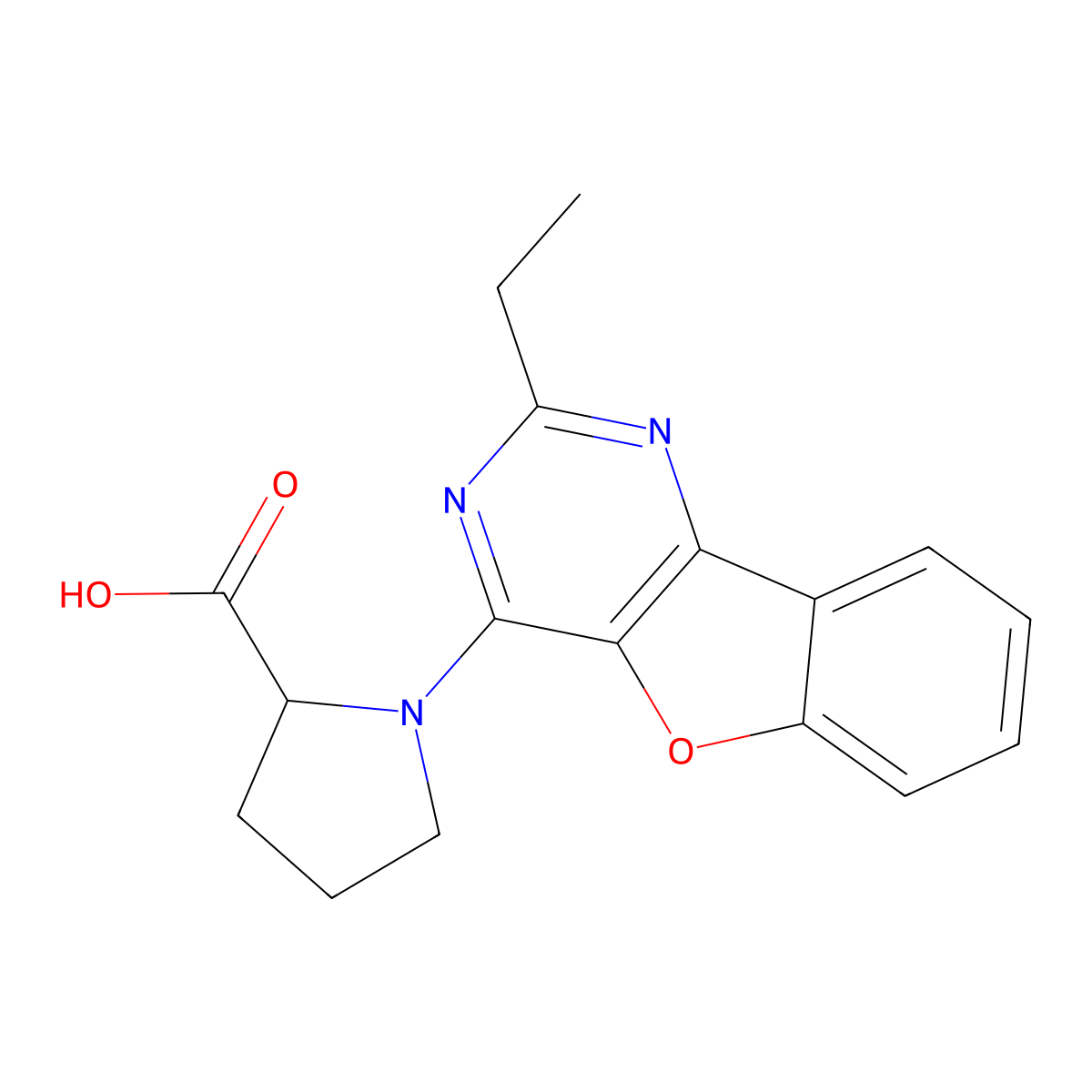 1-(2-Ethylbenzofuro[3,2-d]pyrimidin-4-yl)pyrrolidine-2-carboxylic acid molecular structure, CAS 1008212-14-3