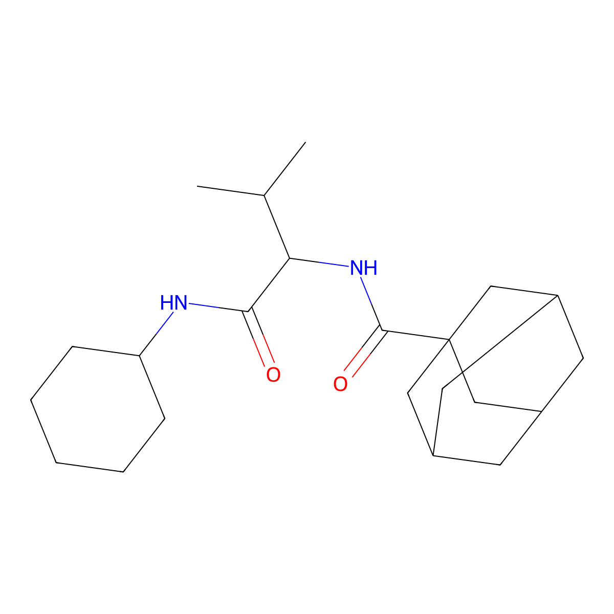 2-[(adamantan-1-yl)formamido]-N-cyclohexyl-3-methylbutanamide molecular structure, CAS 1008212-38-1