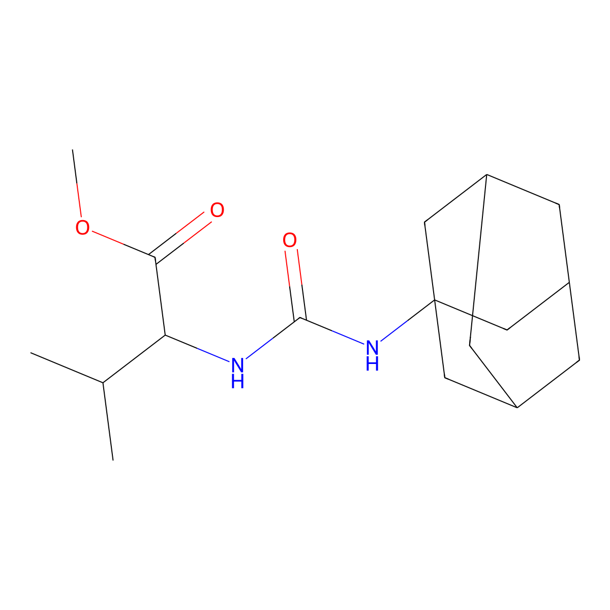 Methyl 2-(1-adamantylcarbamoylamino)-3-methylbutanoate molecular structure, CAS 1008212-39-2