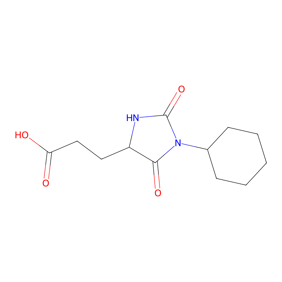 3-(1-Cyclohexyl-2,5-dioxoimidazolidin-4-yl)propanoic acid molecular structure, CAS 1008213-43-1