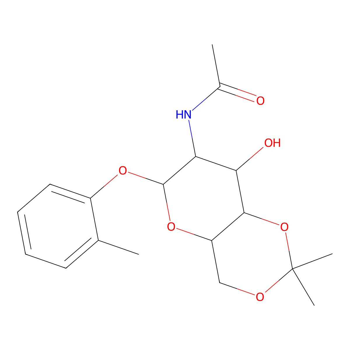 N-[8-hydroxy-2,2-dimethyl-6-(2-methylphenoxy)-4,4a,6,7,8,8a-hexahydropyrano[3,2-d][1,3]dioxin-7-yl]acetamide molecular structure, CAS 1008213-80-6