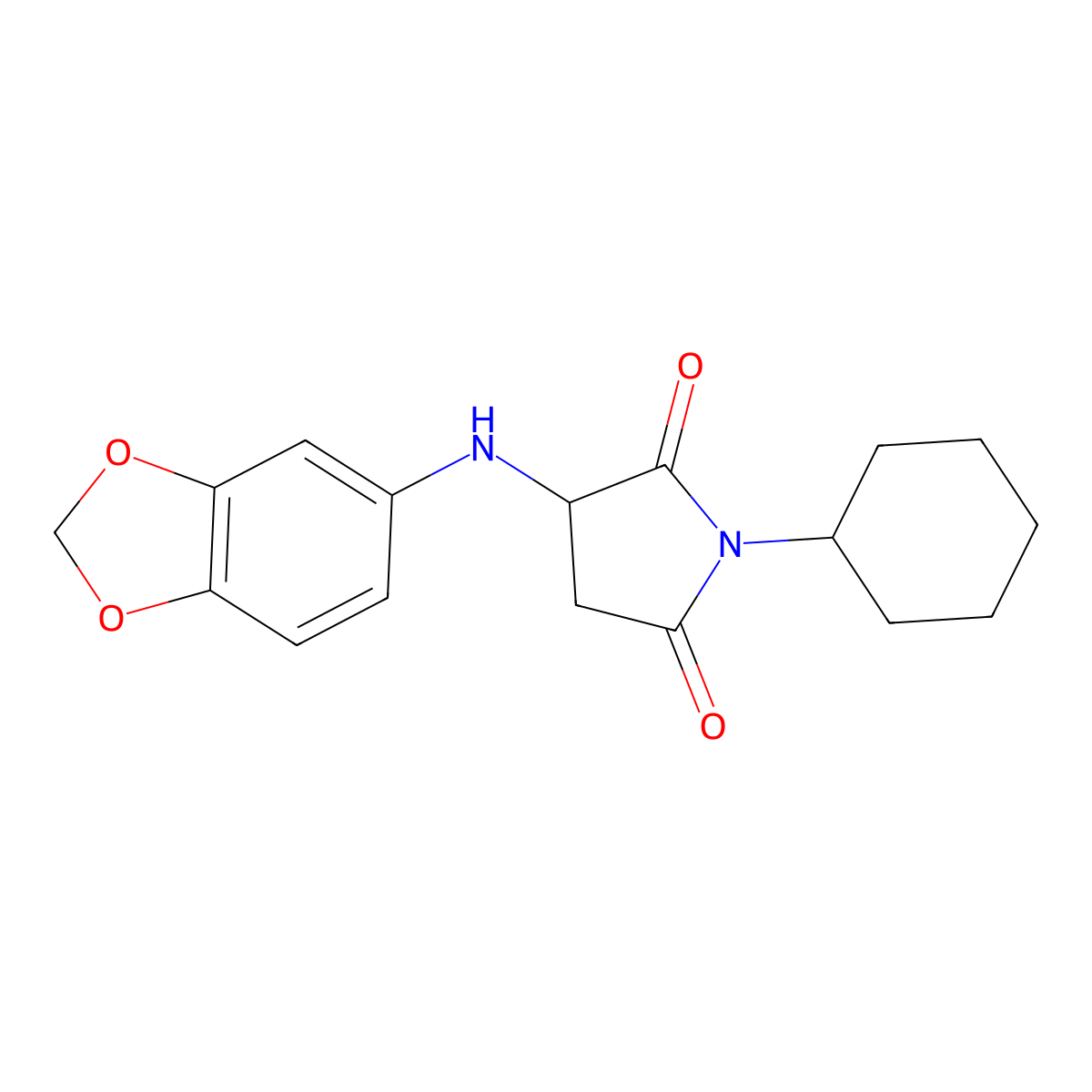 3-(Benzo[d][1,3]dioxol-5-ylamino)-1-cyclohexylpyrrolidine-2,5-dione molecular structure, CAS 1008214-36-5