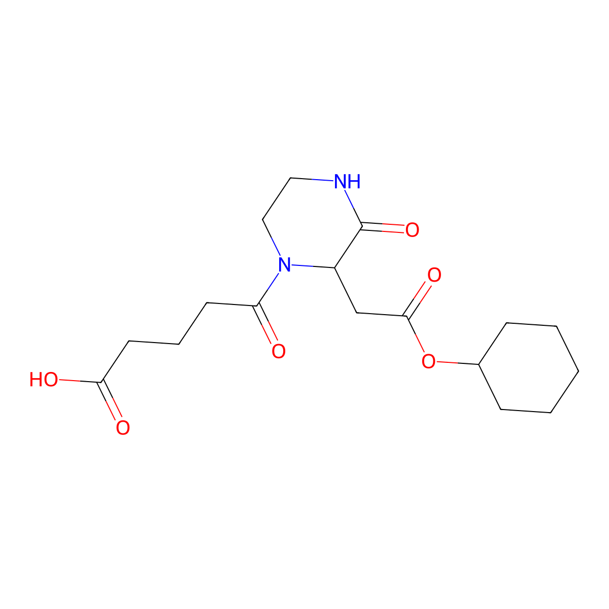 5-{2-[2-(Cyclohexyloxy)-2-oxoethyl]-3-oxo-1-piperazinyl}-5-oxopentanoic acid molecular structure, CAS 1008214-43-4
