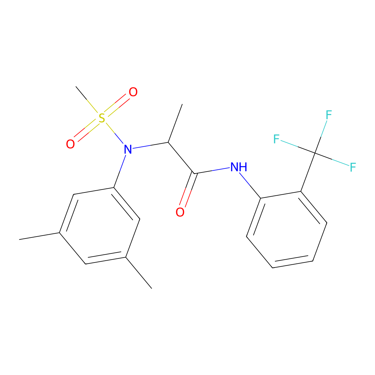 2-(3,5-dimethyl-N-methylsulfonylanilino)-N-[2-(trifluoromethyl)phenyl]propanamide molecular structure, CAS 1008214-60-5