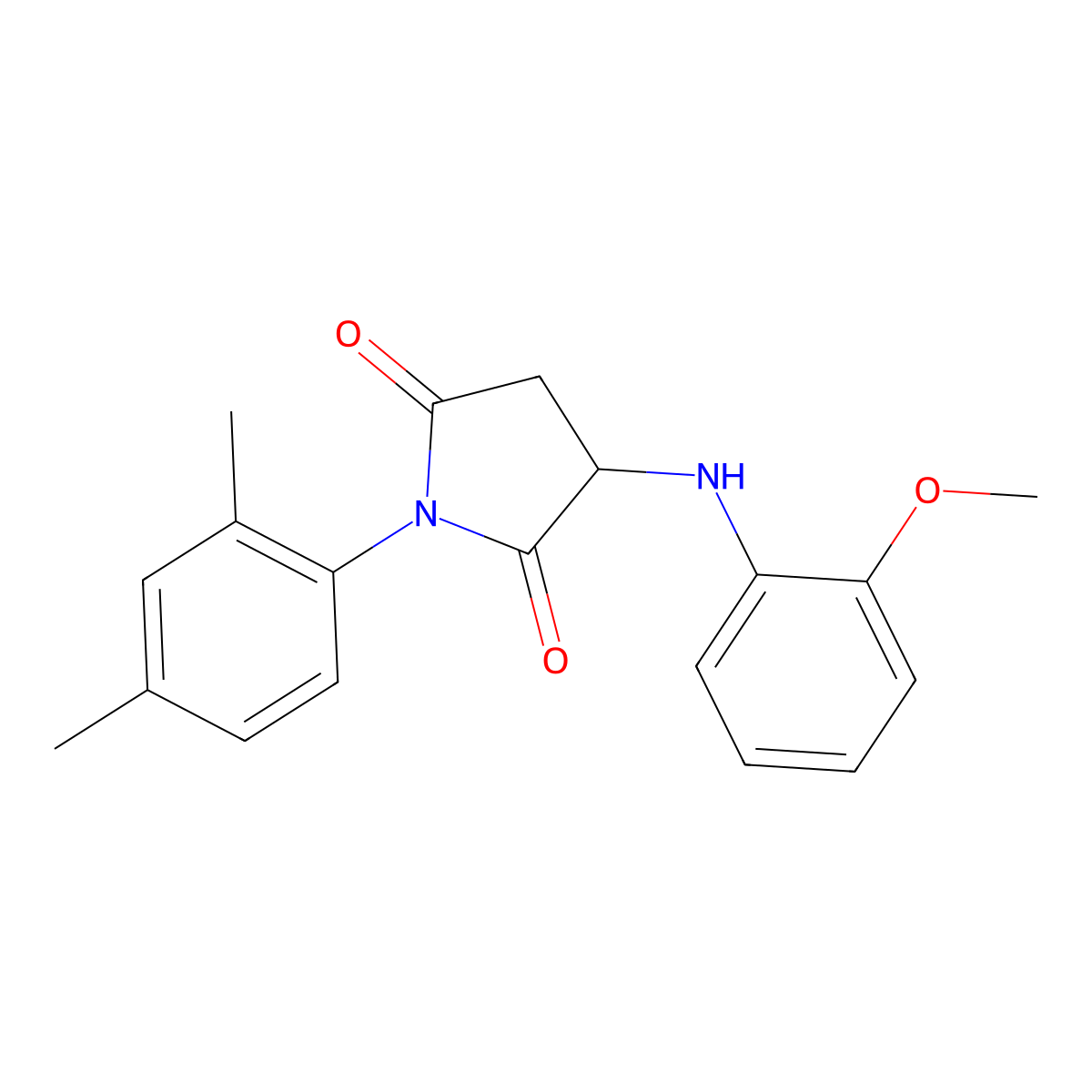 1-(2,4-Dimethylphenyl)-3-[(2-methoxyphenyl)amino]azolidine-2,5-dione molecular structure, CAS 1008216-51-0