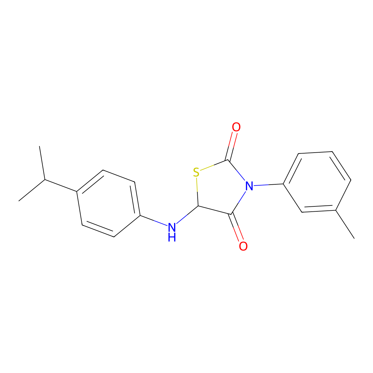 3-(3-Methylphenyl)-5-{[4-(propan-2-yl)phenyl]amino}-1,3-thiazolidine-2,4-dione molecular structure, CAS 1008217-92-2