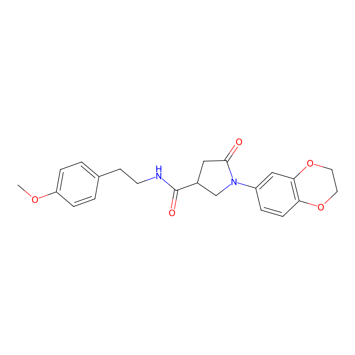 1-(2,3-dihydro-1,4-benzodioxin-6-yl)-N-(4-methoxyphenethyl)-5-oxo-3-pyrrolidinecarboxamide molecular structure, CAS 1008219-46-2