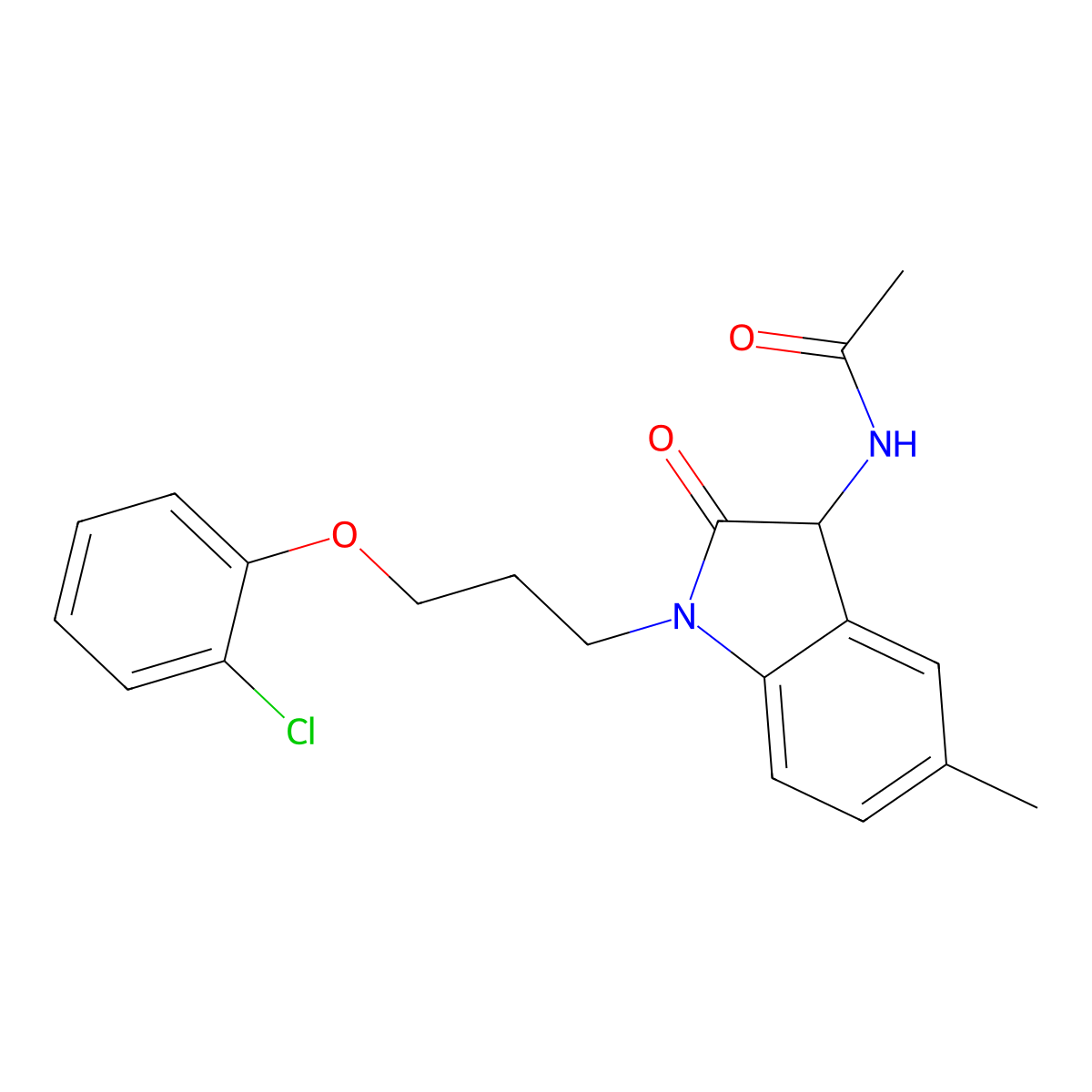 N-(1-(3-(2-chlorophenoxy)propyl)-5-methyl-2-oxoindolin-3-yl)acetamide molecular structure, CAS 1008222-70-5