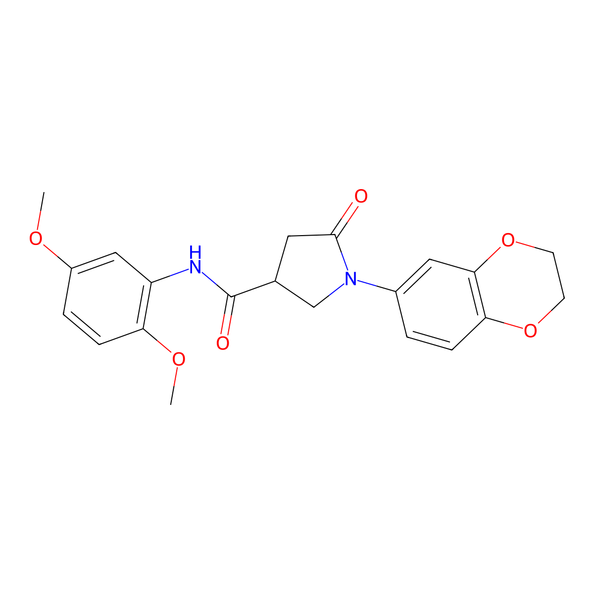 1-(2,3-dihydro-1,4-benzodioxin-6-yl)-N-(2,5-dimethoxyphenyl)-5-oxopyrrolidine-3-carboxamide molecular structure, CAS 1008222-82-9